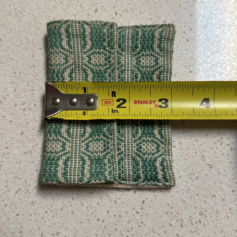 Vintage handmade teal green embroidered snap closure coin purse 3x4”